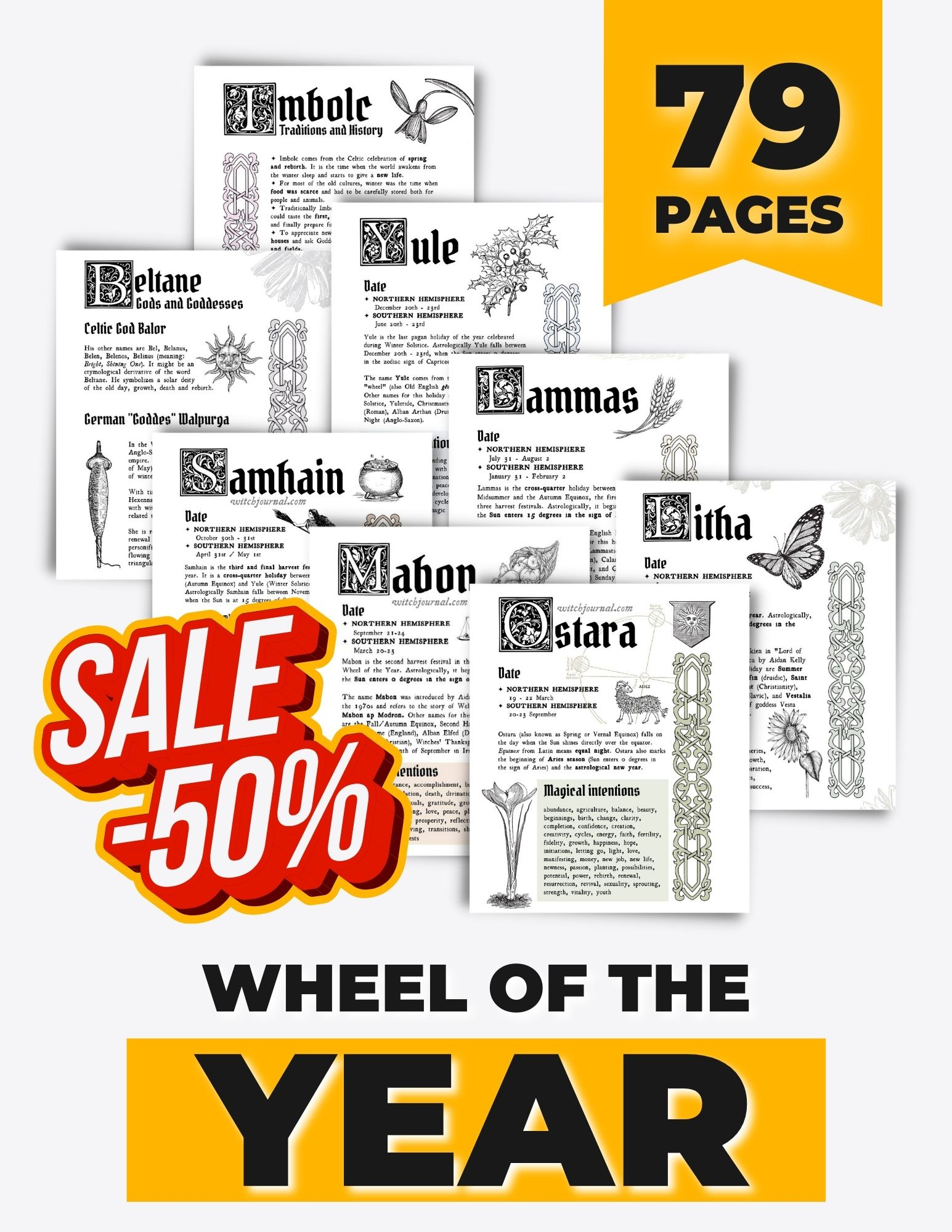 Wheel Of The Year 2024 Printable - 79 Pages ⋆ Witch Journal | Pagan Calendar 2024 Printable