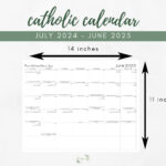 2024 2025 Large Format Catholic Calendar Academic Printable 11 X | Catholic Calendar July 2024