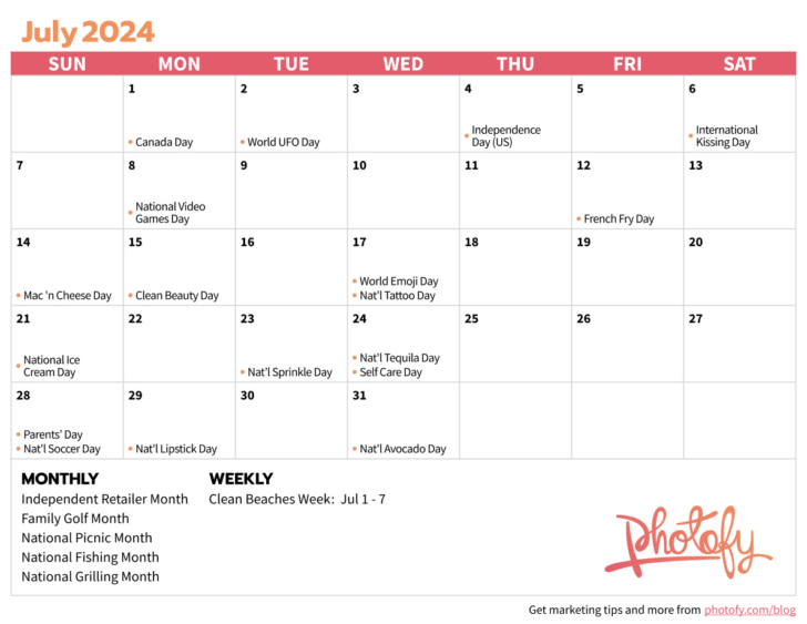 July 2024 Social Media Calendar | Calendar 2024