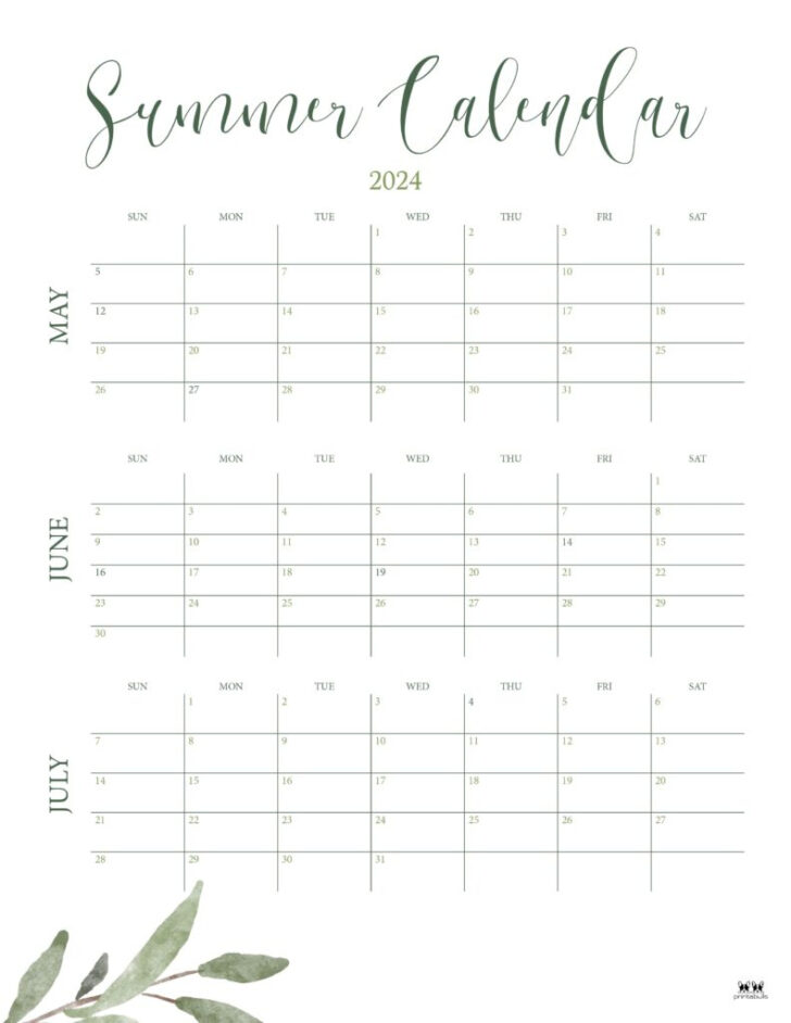 Summer Calendar June July August 2024 | Calendar 2024