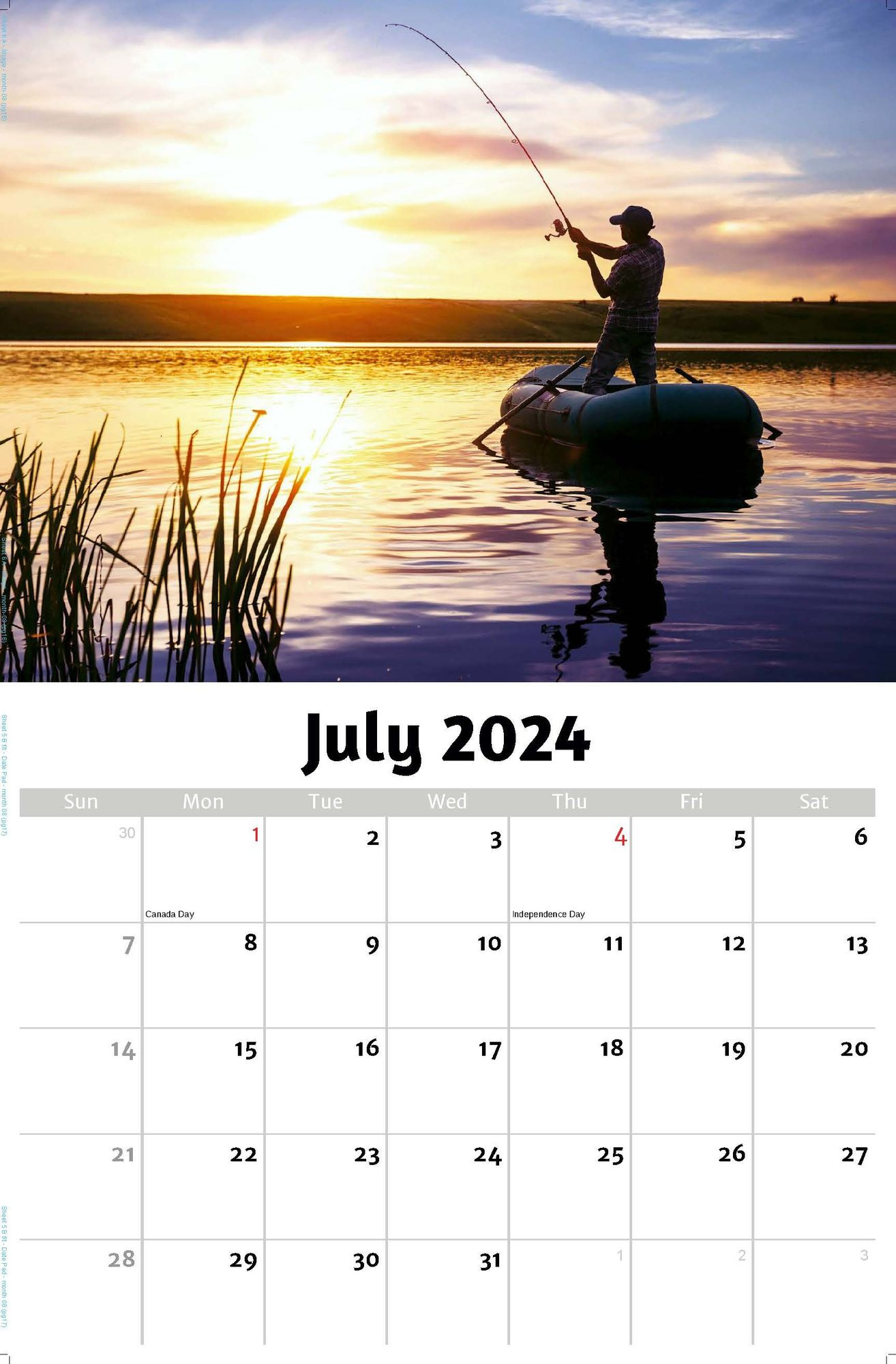 2024 Wall Calendar | Fishing And Hunting | July 2024 Fishing Calendar