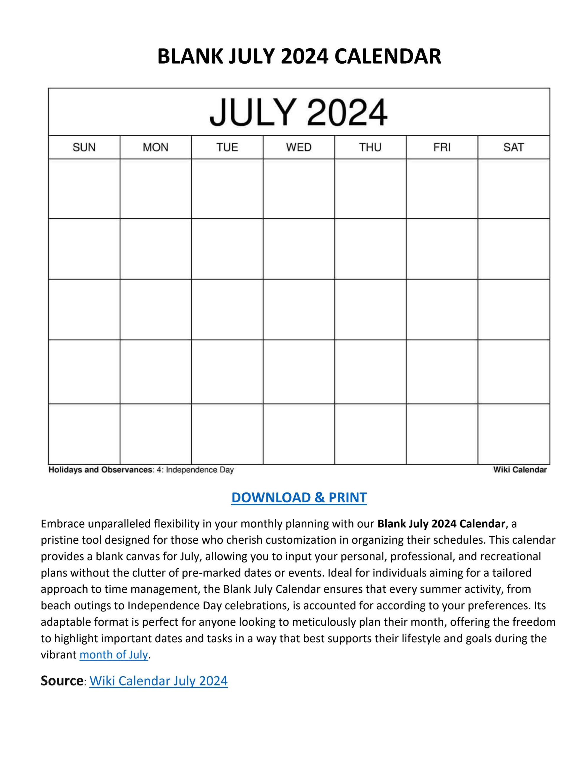 Blank July 2024 Calendar - Wiki Calendarwiki Calendar - Issuu | Calendar 2024