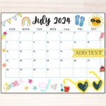 Buy Editable July 2024 Summer Calendar, Printable July Calendar | July 2024 Editable Calendar