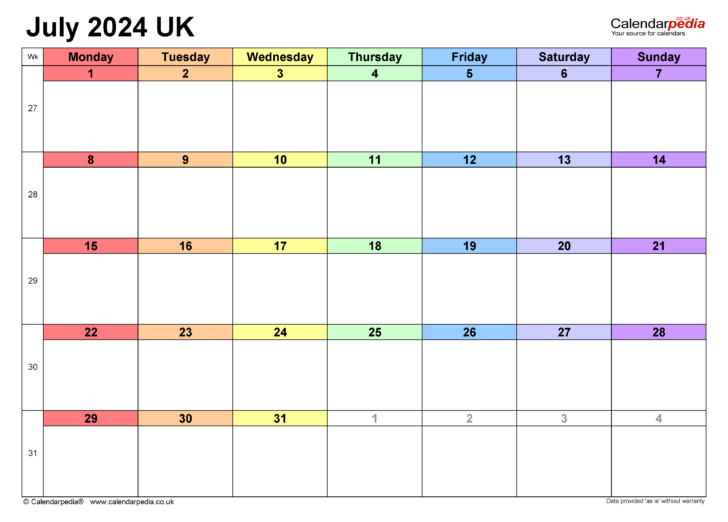 July 2024 Calendar Microsoft Word | Calendar 2024