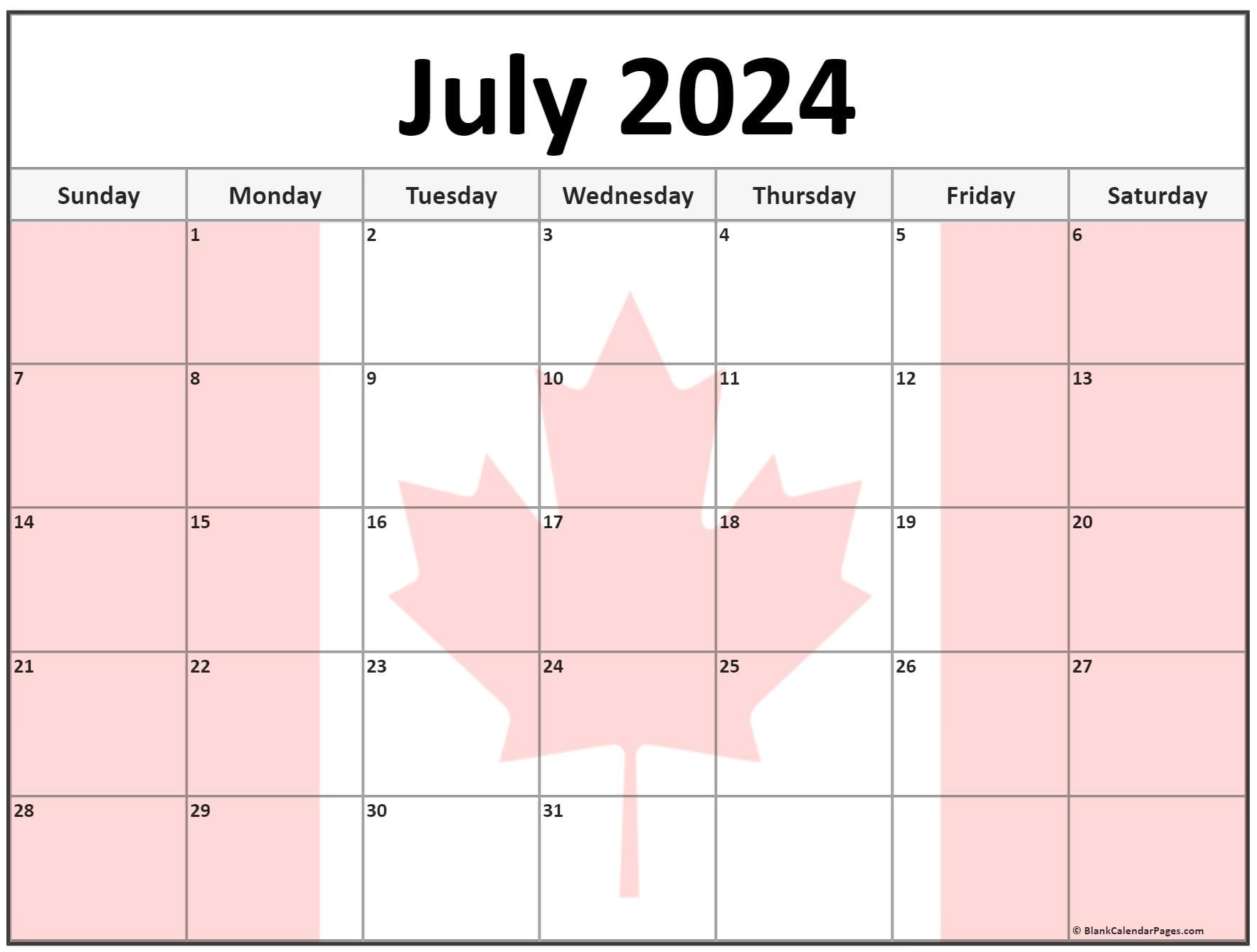 Collection Of July 2024 Photo Calendars With Image Filters. | July 2024 Calendar Canada