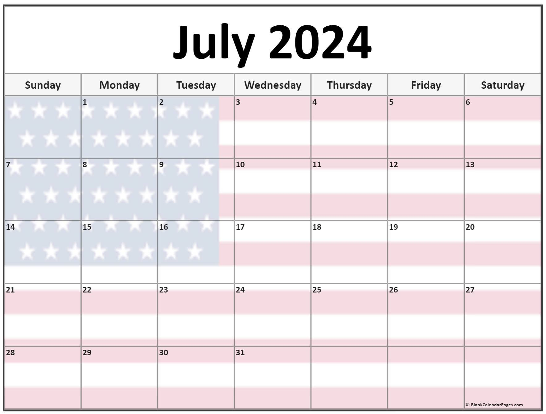 Collection Of July 2024 Photo Calendars With Image Filters. | July 2024 Calendar USA