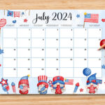 Editable July 2024 Calendar, 4Th July Independence Day With Cute |  Calendar 2024