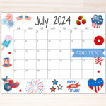 Editable July 2024 Summer Calendar, Printable Classroom Calendar | Editable Calendar Template July 2024