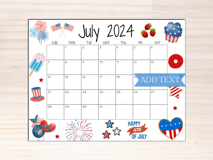 Editable Calendar Template July 2024 | Calendar 2024