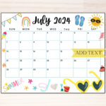 Editable July 2024 Summer Calendar, Printable July Calendar |  Calendar 2024