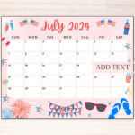 Editable July 2024 Wall Calendar, Printable Classroom Calendar | Summer July Calendar 2024