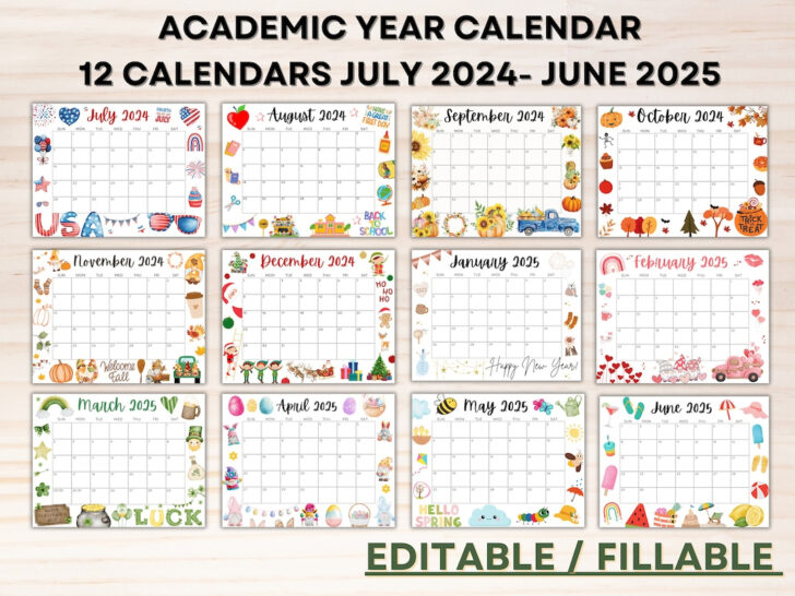 July 2024 Through June 2025 Calendar | Calendar 2024