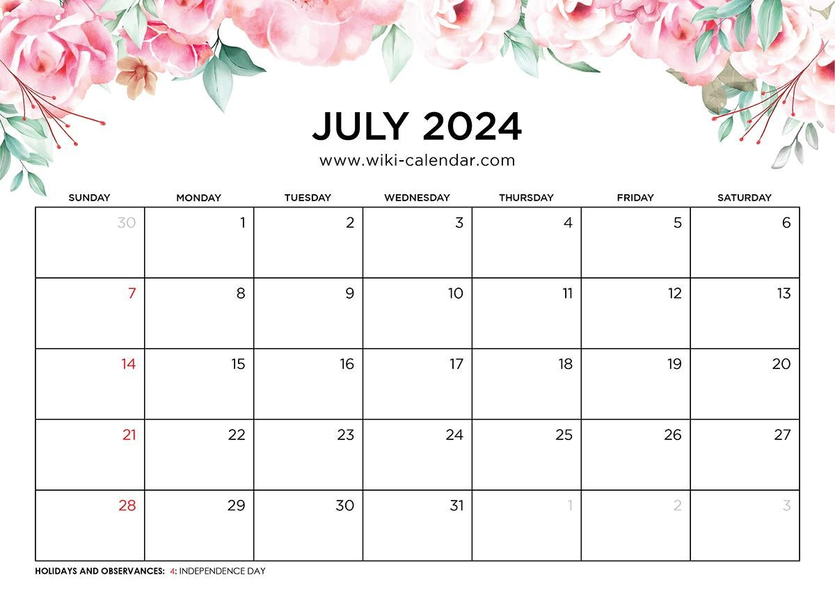 Floral Calendar For July 2024 - Wiki Calendarwiki Calendar - Issuu | Calendar 2024