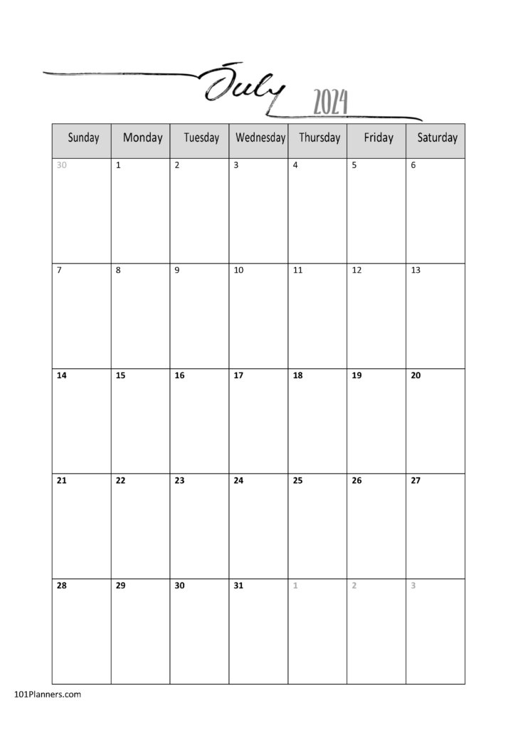 July 2024 Printable Calendar Word | Calendar 2024