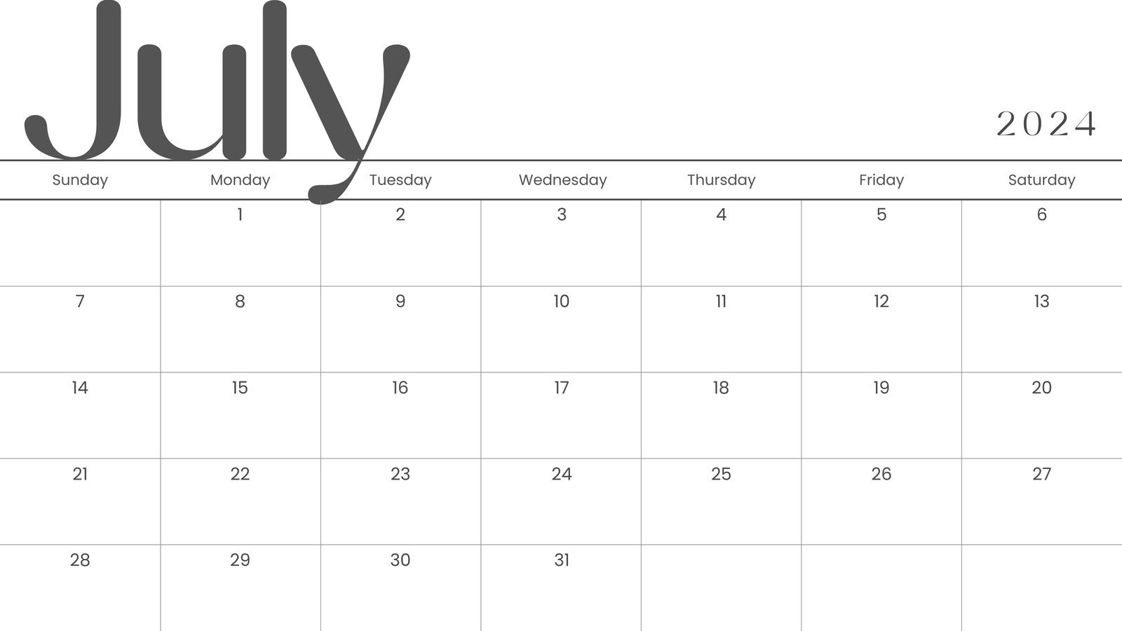 Free Printable, Custom July 2024 Calendar Templates | Canva | July 2024 Calendar Editable Free