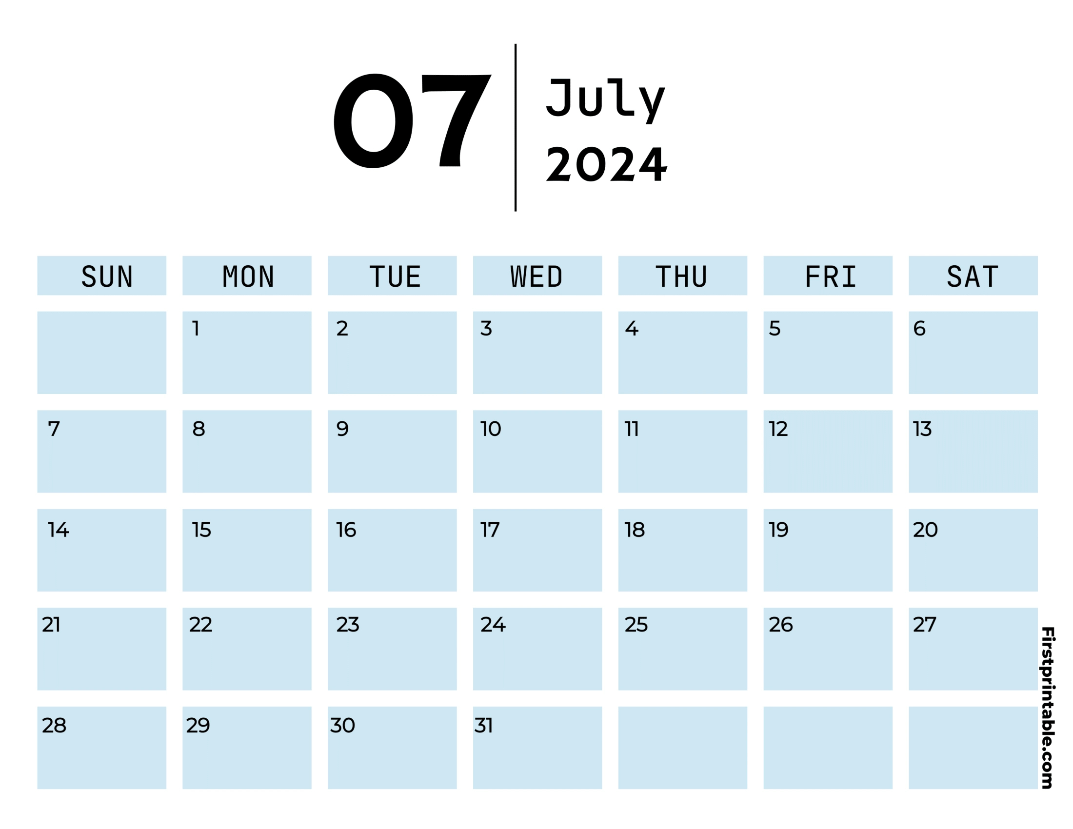 Free Printable &amp;amp; Fillable July Calendar 2024 | Fillable Calendar July 2024