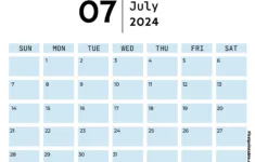 Free Printable & Fillable July Calendar 2024 | July 2024 Calendar Fillable