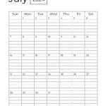 Free Printable & Fillable July Calendar 2024 | July 2024 Calendar With Lines