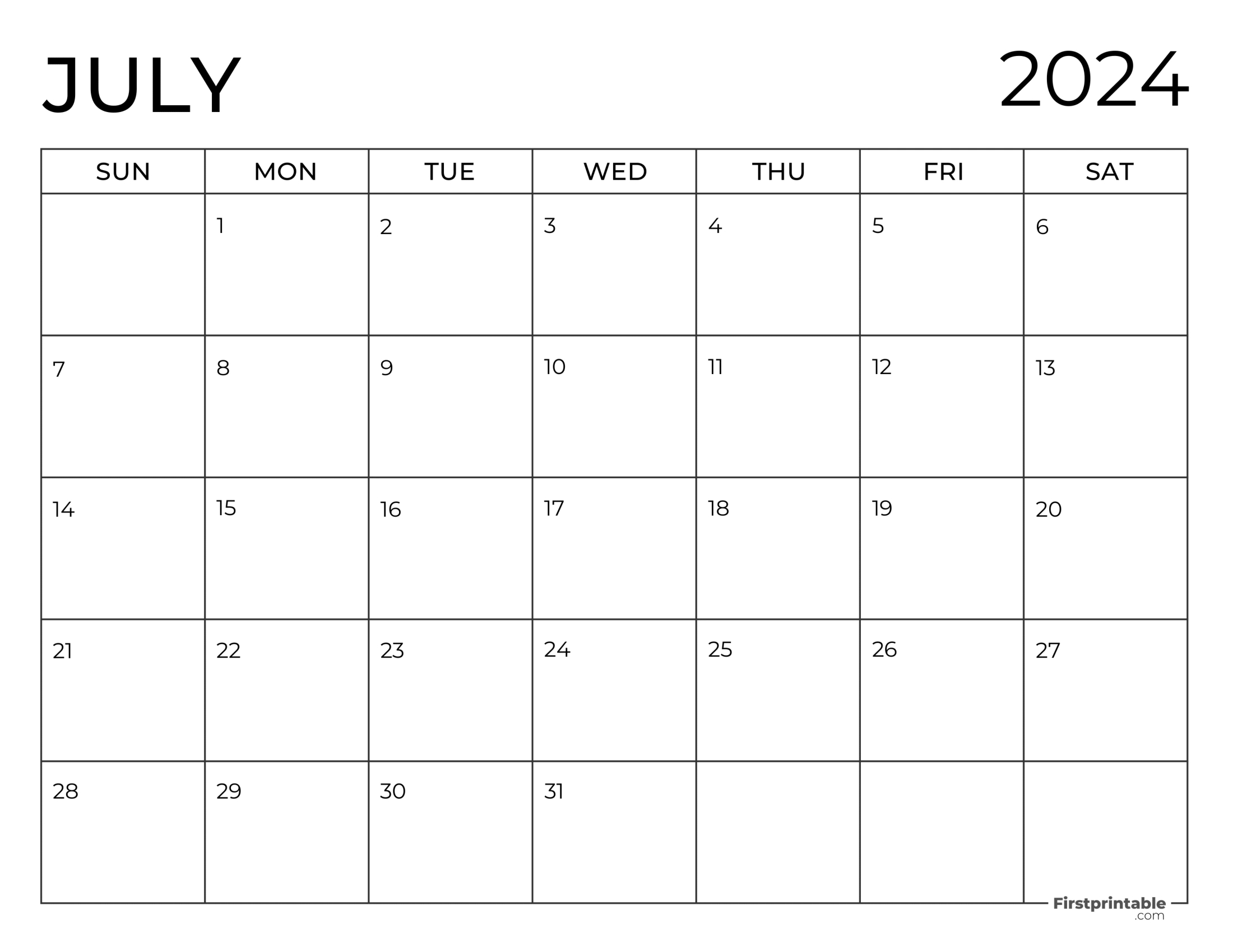 Free Printable &amp;amp; Fillable July Calendar 2024 | July Calendar 2024 Fillable