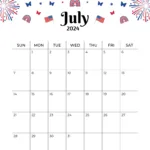 Free Printable & Fillable July Calendar 2024 | July Calendar 2024 Usa