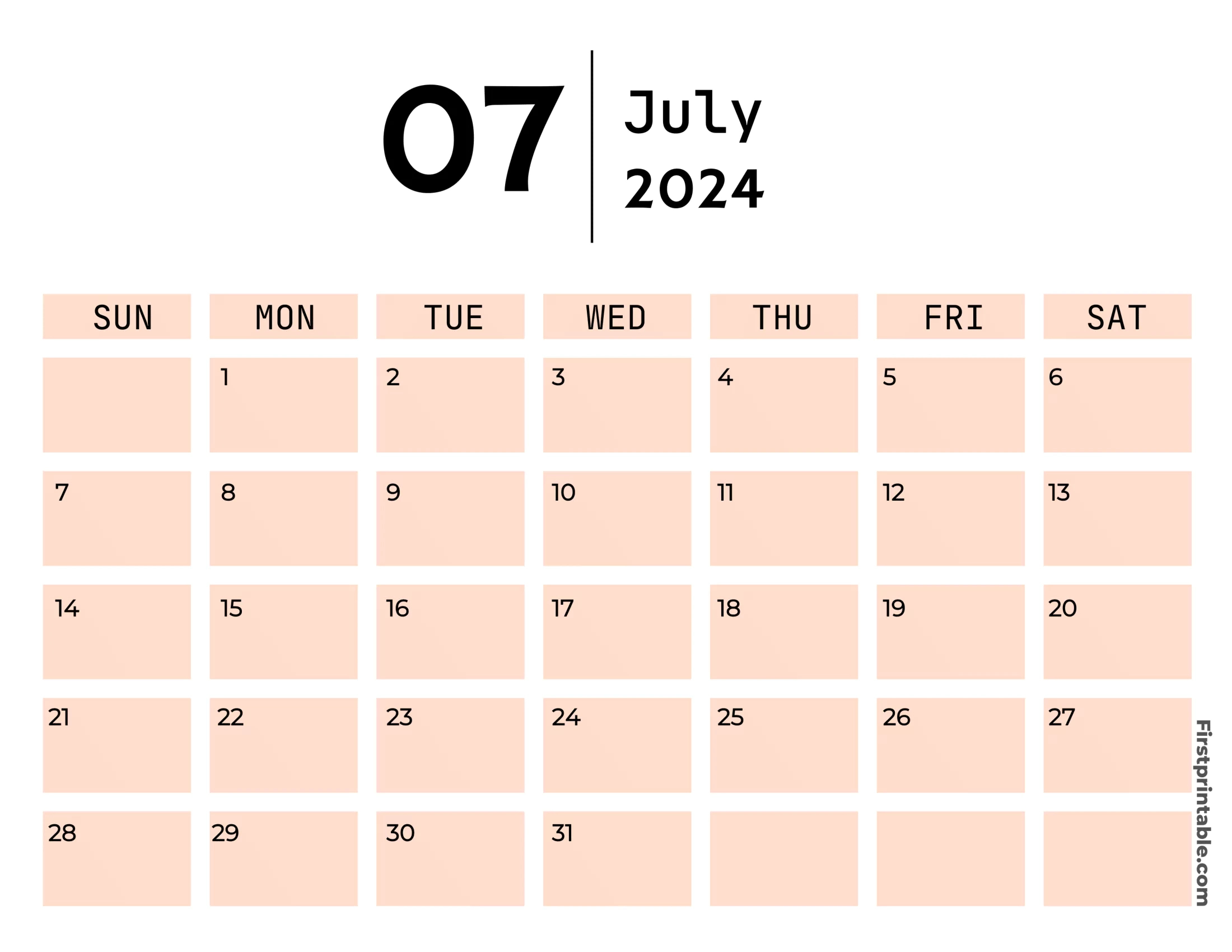 Free Printable &amp;amp; Fillable July Calendar 2024 | July Fillable Calendar 2024