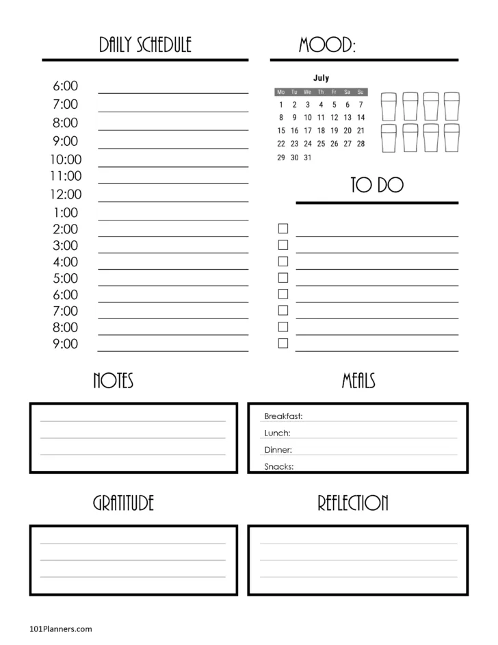 Daily Sheet Calendar July 2024 | Calendar 2024