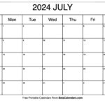 Free Printable July 2024 Calendar | Free Calendar Printable July 2024