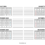 Free Printable Year At A Glance Calendar 2024   Calendarkart | July To December 2024 Calendar Printable