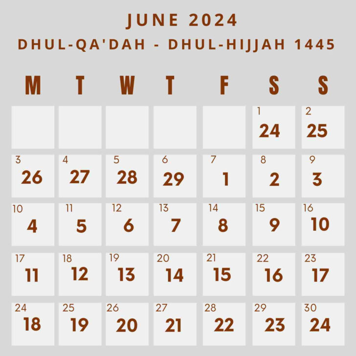 Muslim Calendar July 2024 | Calendar 2024