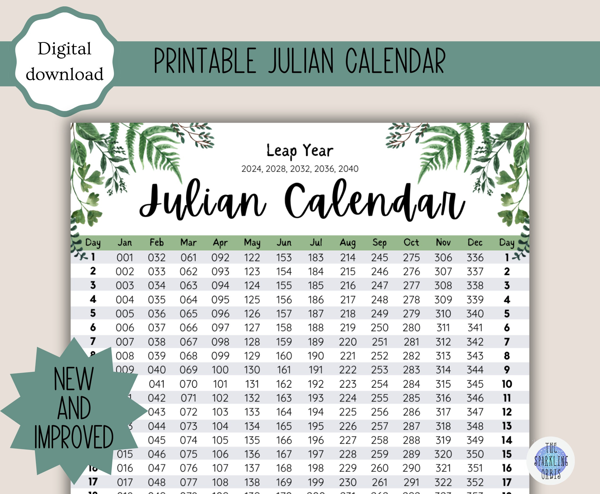 Julian Calendar Military And Government Leaf Design Digital | Calendar 2024