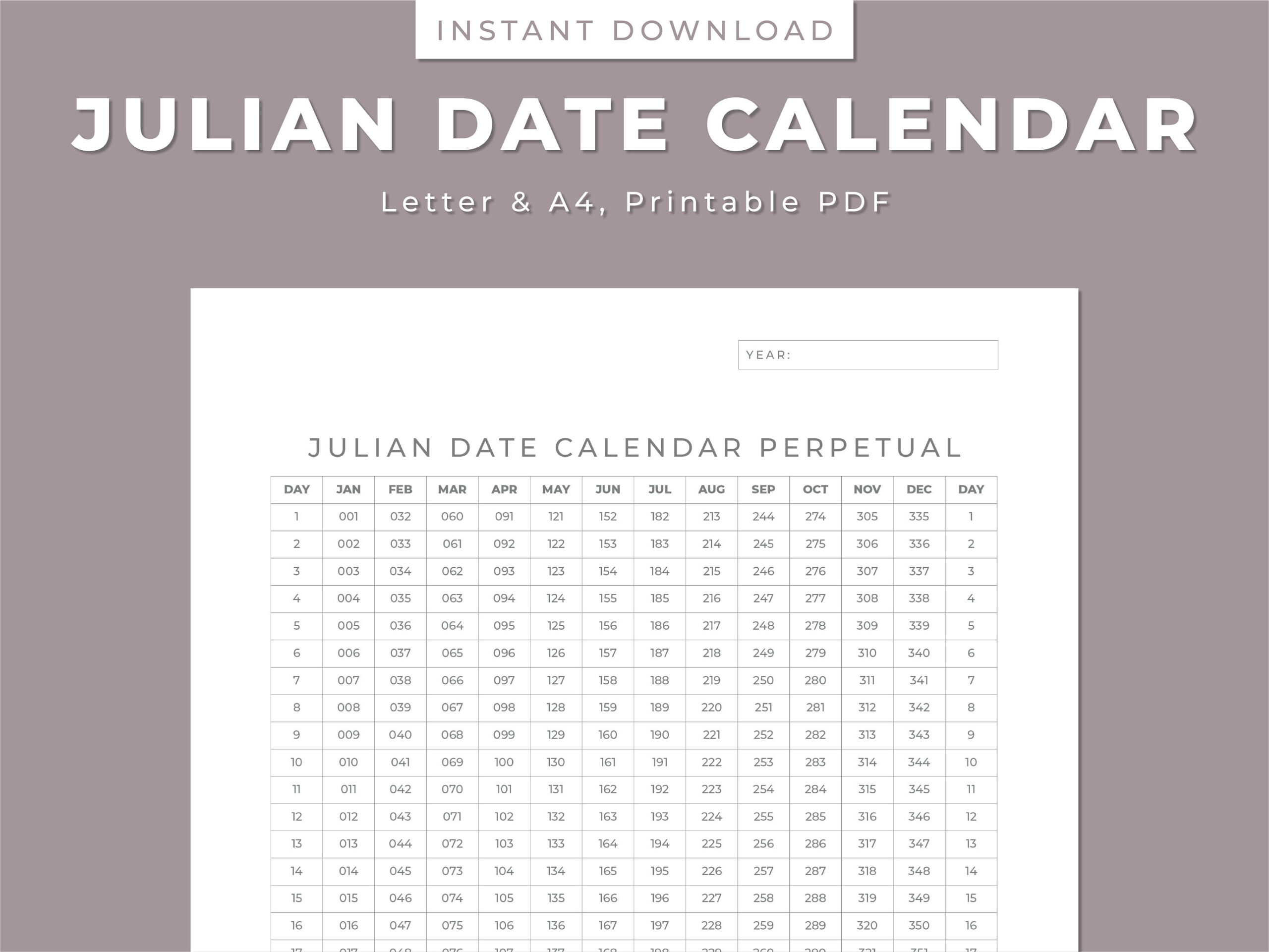 Julian Date Calendar, Project Management, Perpetual/Leap Yr | Calendar 2024