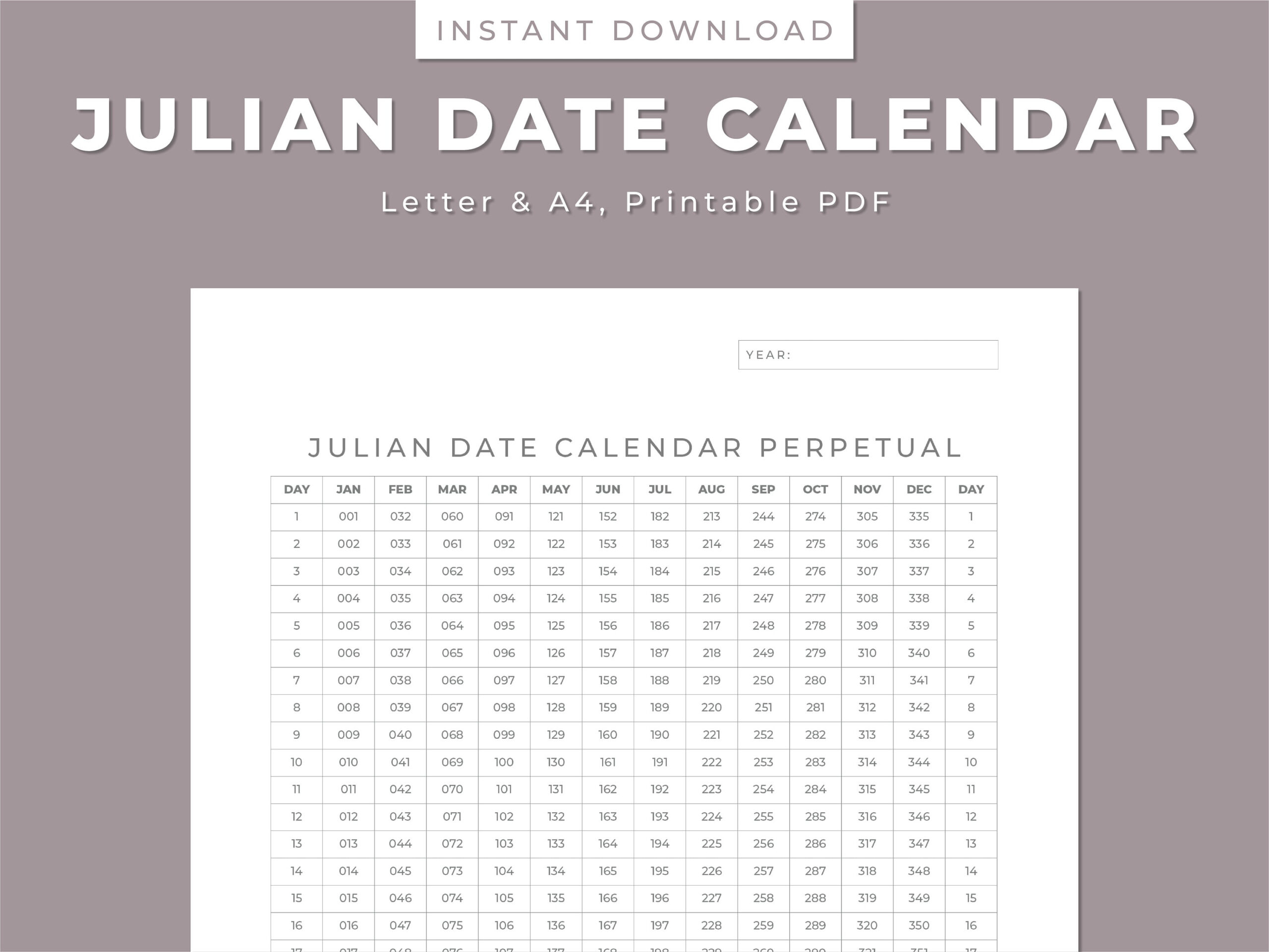 Printable Julian Date Calendar 2024 | Calendar 2024 | Printable ...