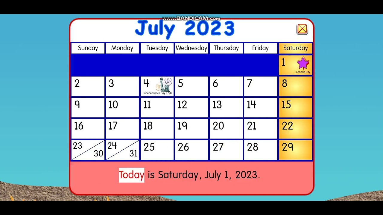 July 2023 Is Here | Starfall Calendar July 2024