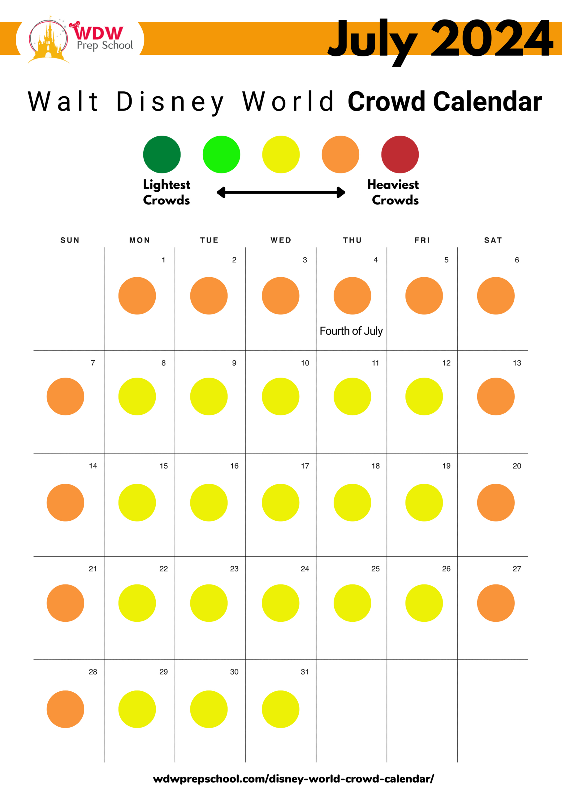 July 2024 At Disney World (Crowd Calendar, Weather, What To Wear) | Calendar 2024