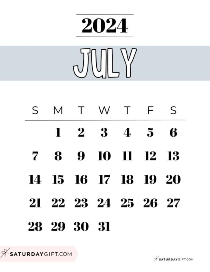 5th July 2024 Calendar Printable | Calendar 2024
