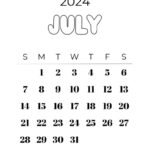 July 2024 Calendar   20 Cute & Free Printables | Saturdaygift | 8th July 2024 Calendar Printable