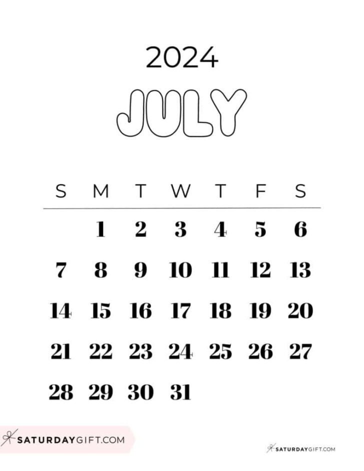8th July 2024 Calendar Printable | Calendar 2024