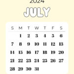 July 2024 Calendar   20 Cute & Free Printables | Saturdaygift | Cute Calendar July 2024