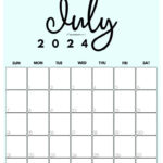 July 2024 Calendar   20 Cute & Free Printables | Saturdaygift | Cute Printable July Calendar 2024