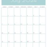 July 2024 Calendar   20 Cute & Free Printables | Saturdaygift | Vertical July 2024 Calendar