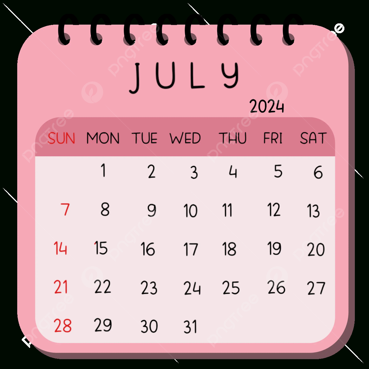 July 2024 Calendar, Calendar 2024, Calendar Year 2024, Monthly | July 2024 Calendar Png