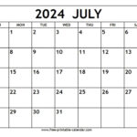 July 2024 Calendar   Free Printable Calendar | 18Th July 2024 Calendar Printable