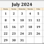 July 2024 Calendar | Free Printable Calendar | 21 July 2024 Calendar Printable