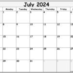 July 2024 Calendar | Free Printable Calendar | Blank July Calendar Printable 2024