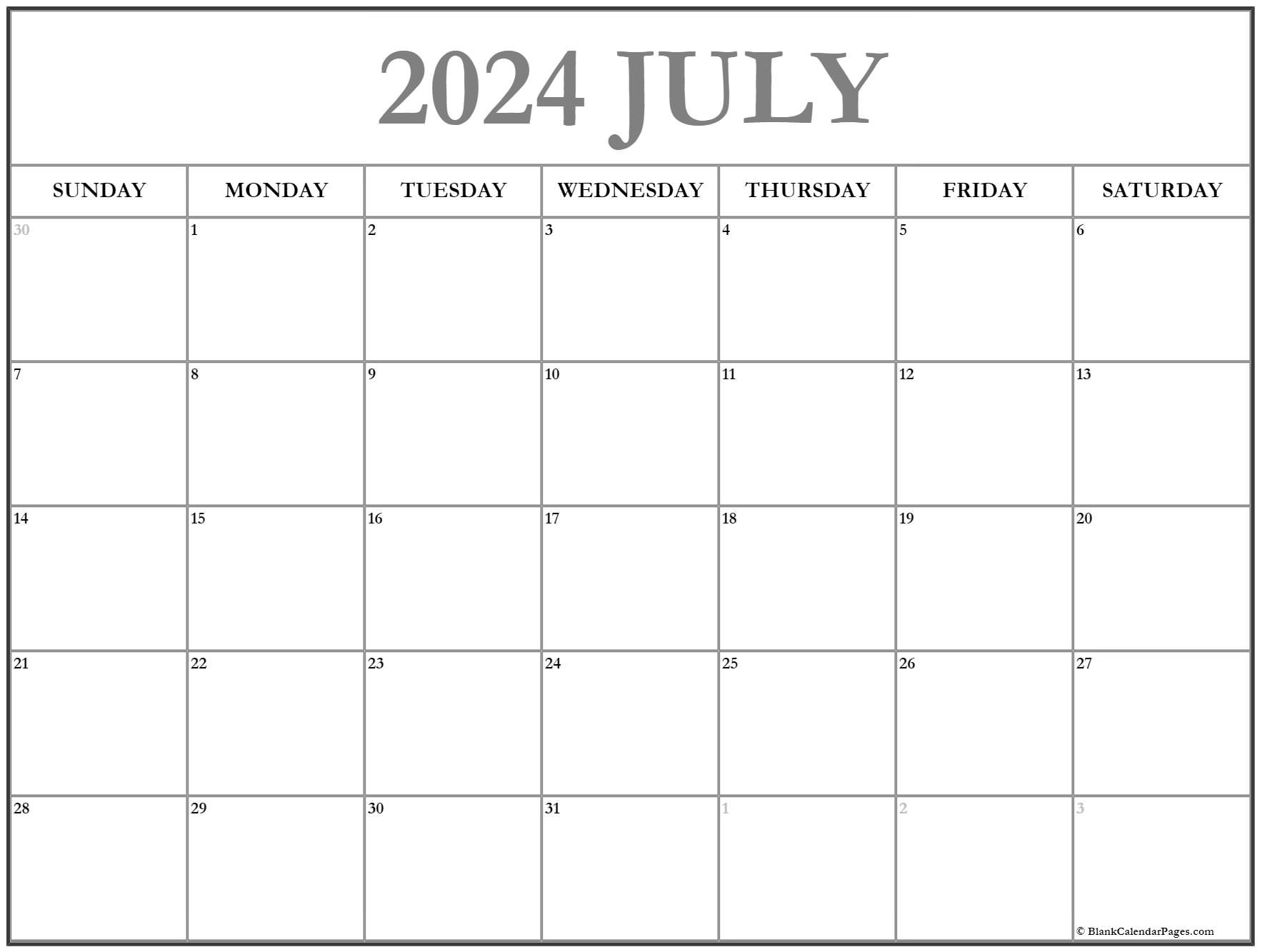 July 2024 Calendar | Free Printable Calendar | Calendar 2024