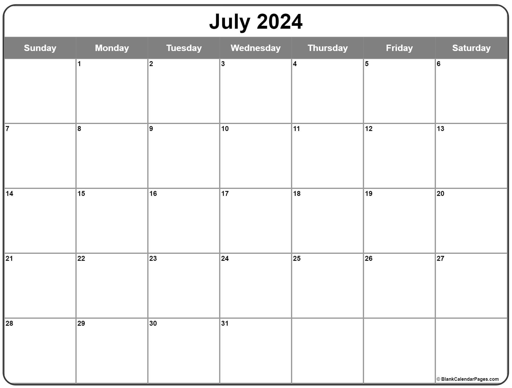 July 2024 Calendar | Free Printable Calendar | Calendar 2024