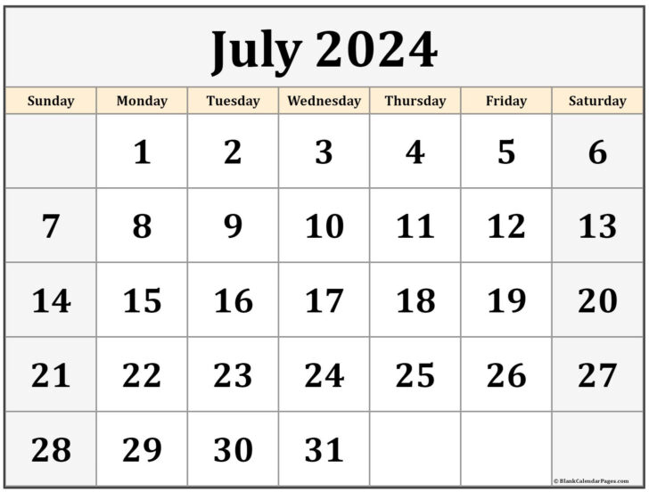 July 2024 Calendar Week | Calendar 2024