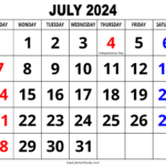 July 2024 Calendar (Free Printable) – Diy Projects, Patterns |  Calendar 2024
