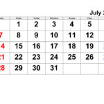 July 2024 Calendar | Free Printable Pdf, Xls And Png | 13 July 2024 Calendar Printable