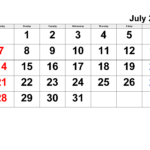July 2024 Calendar | Free Printable Pdf, Xls And Png | 20Th July 2024 Calendar Printable